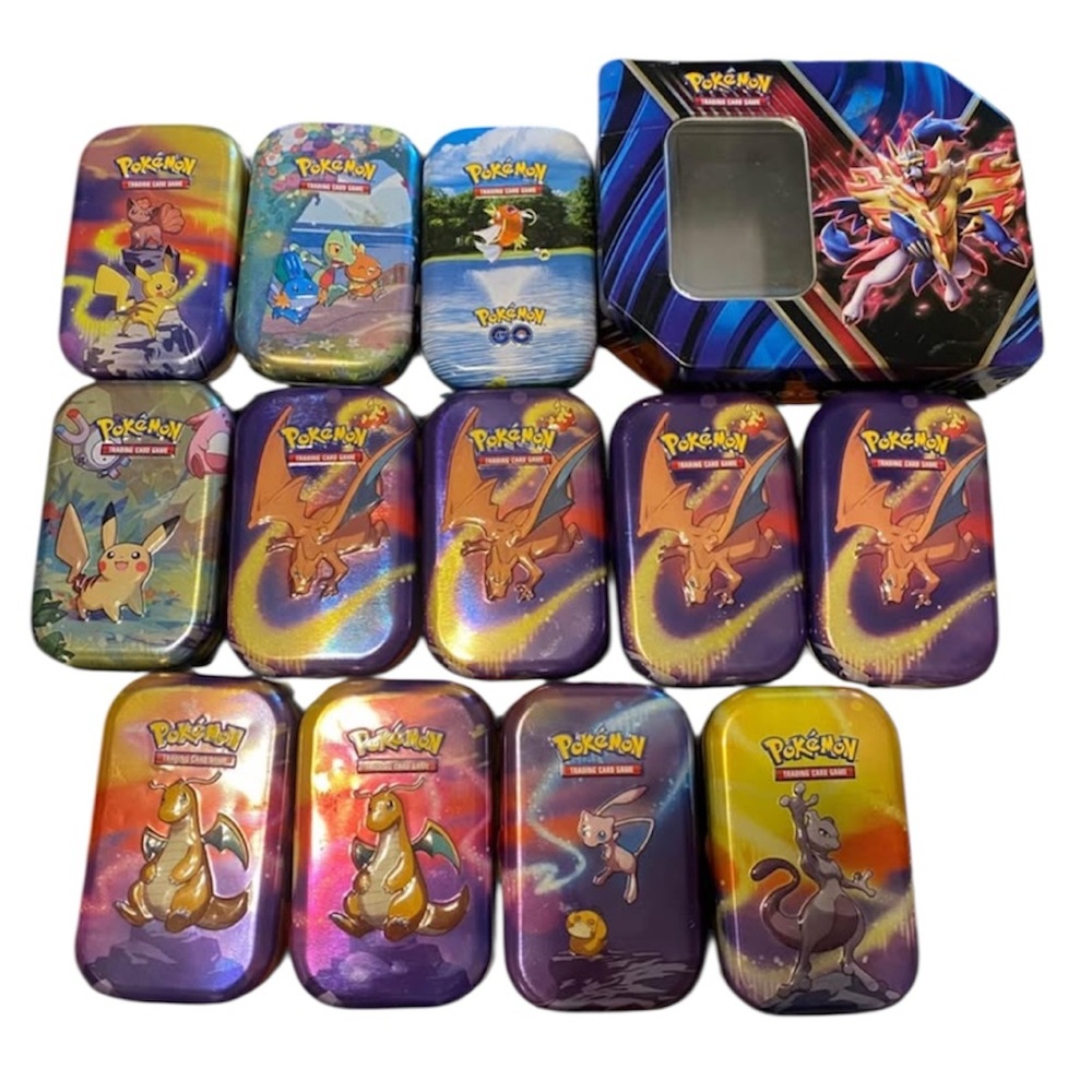 Set of 13 Pokemon Collectible Card Storage Tins